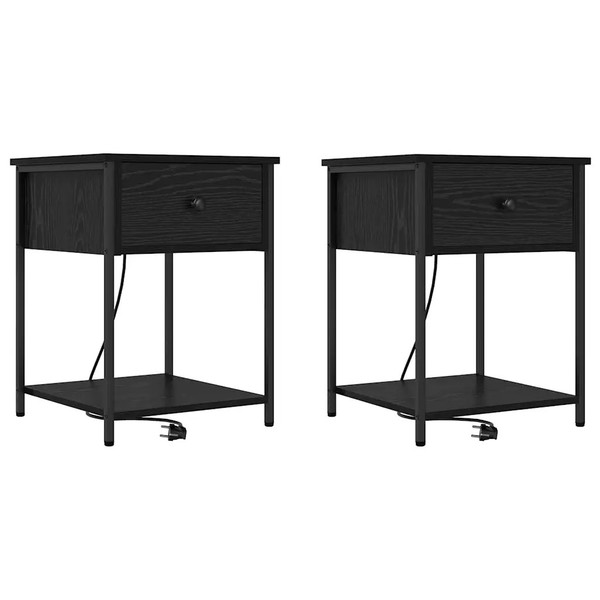 Nachttisch 2Er Set Schwarz Eichen-Optik 42X41X56 Cm-image