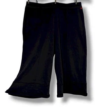 Peace Love World Black Cropped Wide Leg Sweatpants Lounge Pants Size 1X Pockets