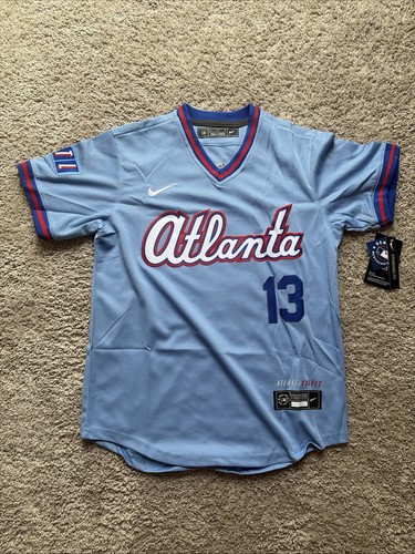 YOUTH MEDIUM #13 Ronald Acuna Jr - Braves City Connect stitched jersey - Blue