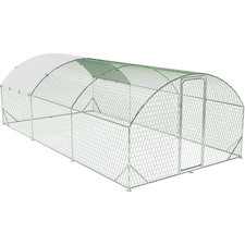 Walk-in Metal Chicken Coop Large with Triangular Brackets Waterproof UV Cover