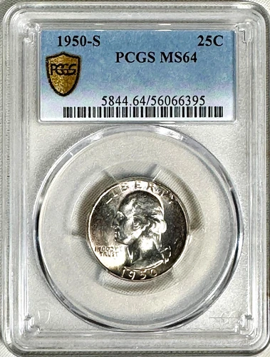 US 1950 S Washington Quarter PCGS MS 64 Better Date Silver 25 Cents Coin