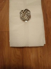 Vintage Signed Lieba USA Silver Tone Celtic Double Love Knot Scarf Clip 1.25"