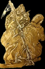 Surrealist, Impressionist, pastel drawing -Scythe Men