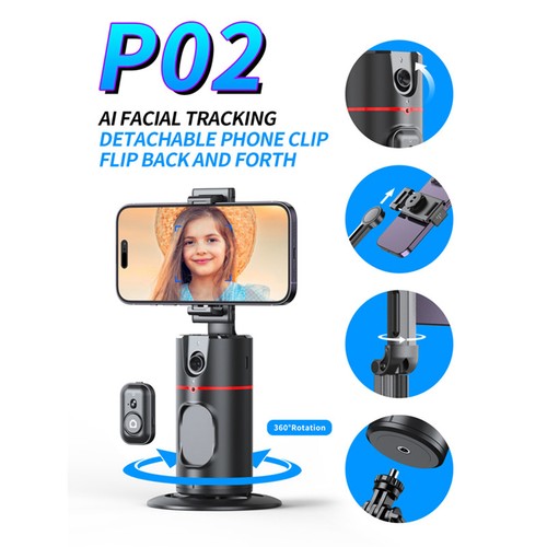 Support Téléphone Rotation 360° Auto Suivi Visage Trépied Cardan Stabilisateur pour Live - Photo 2 sur 14