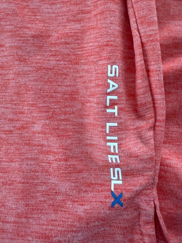 Salt Life SLX Polo Shirt Men's Med Salmon Performance Fishing Golf Stretch - Picture 6 of 7