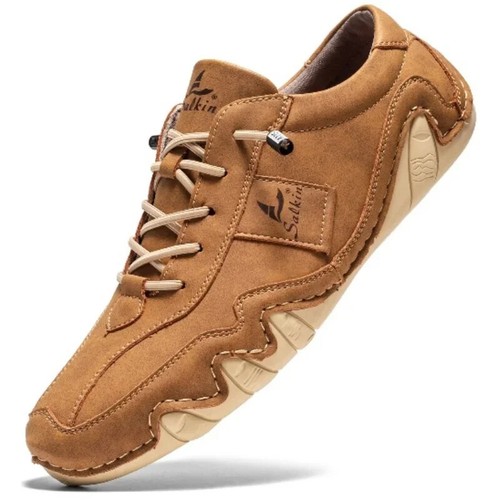 Herren Leder Freizeitschuhe Bequem Rutschfest Flache Schuhe Mokassin Outdoor Sneaker - Bild 9 von 32