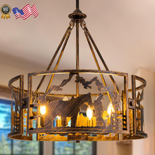 TOCHIC 6 Light Farmhouse Chandelier for Dining Room Rustic Drum Chandelier