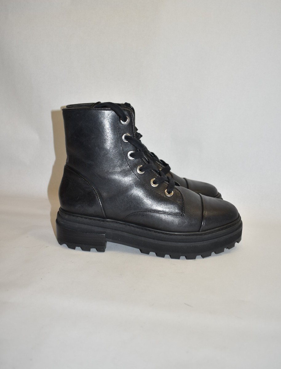 $200 SCHUTZ Maylova Block Heel Platform Combat Boots LEATHER  display picture 3
