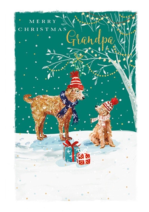 The Wildlife Grandpa Dogs Merry Pawsome Pals Artistic Christmas Greeting Card