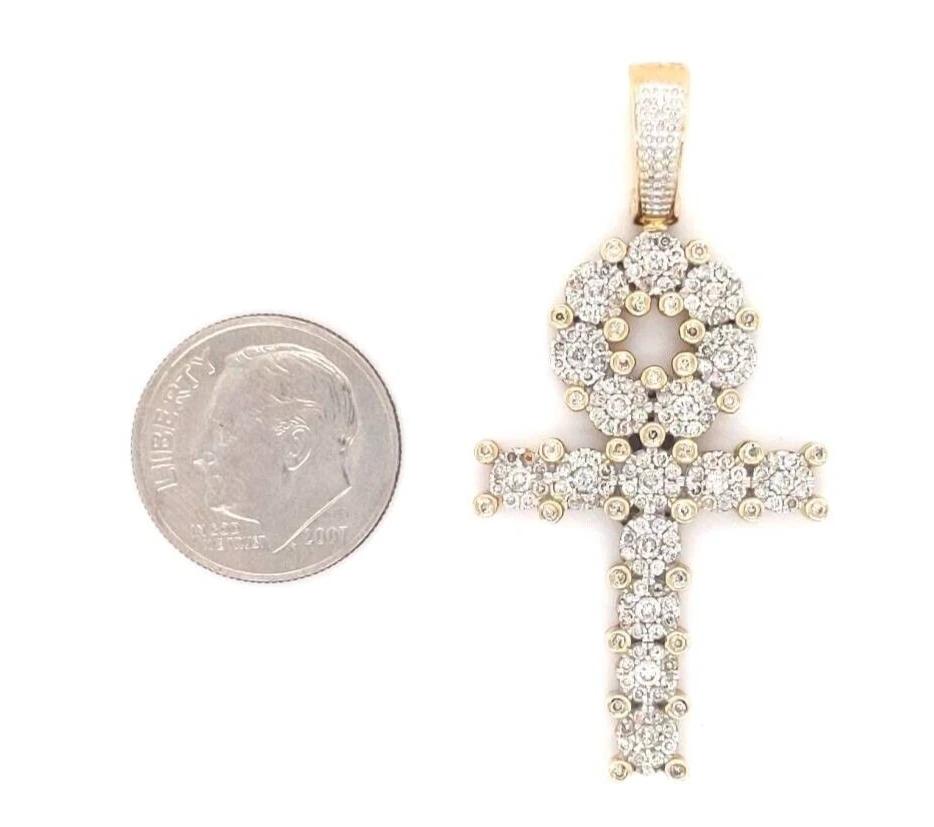DIAMOND ANKH PENDANT, 10K YELLOW GOLD 1.05 CT EGYPT CROSS - Image 4 of 4