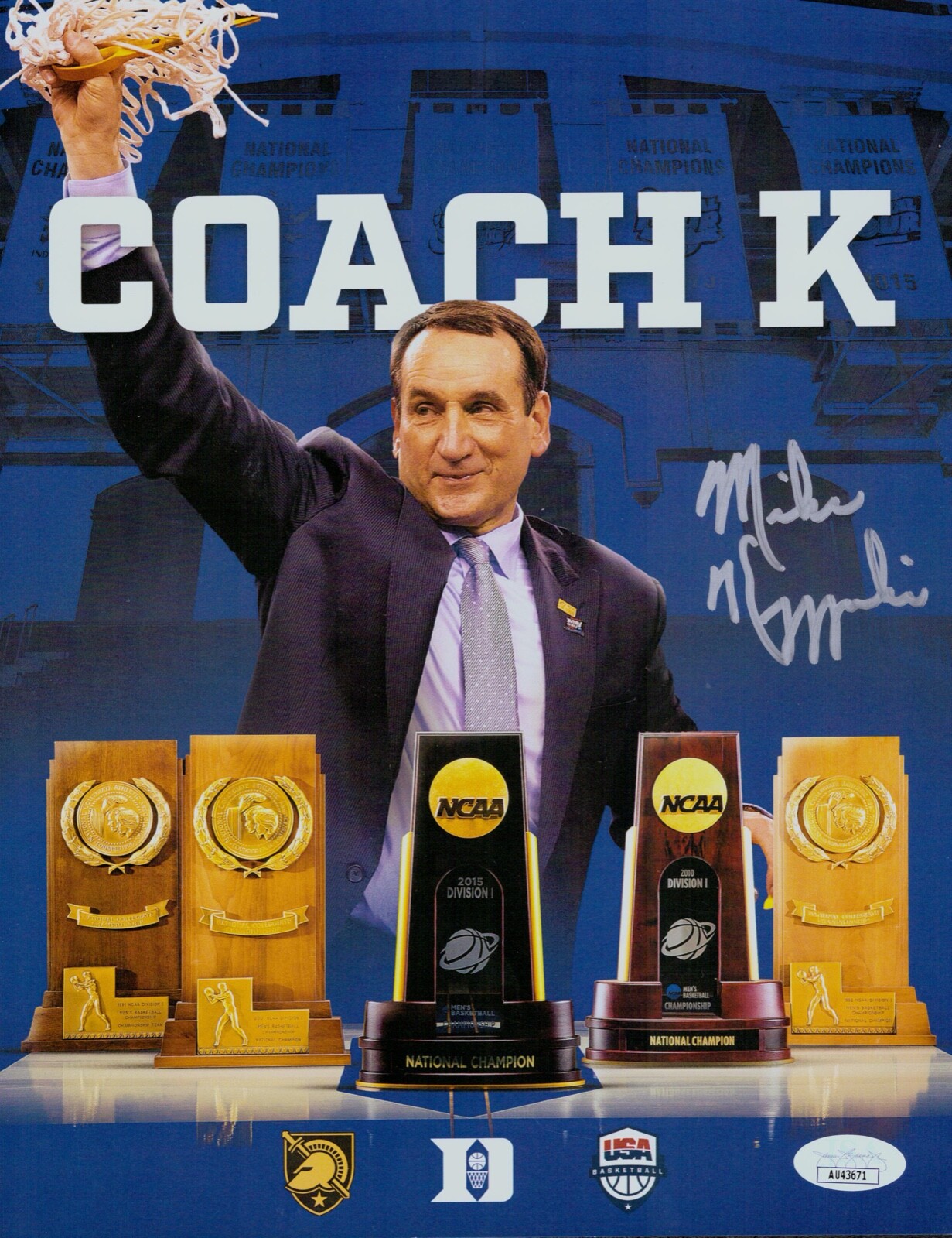 MIKE KRZYZEWSKI Autographed Signed Autograph 8.5x11 Photo NCAA Basketball Coach K DUKE JSA 