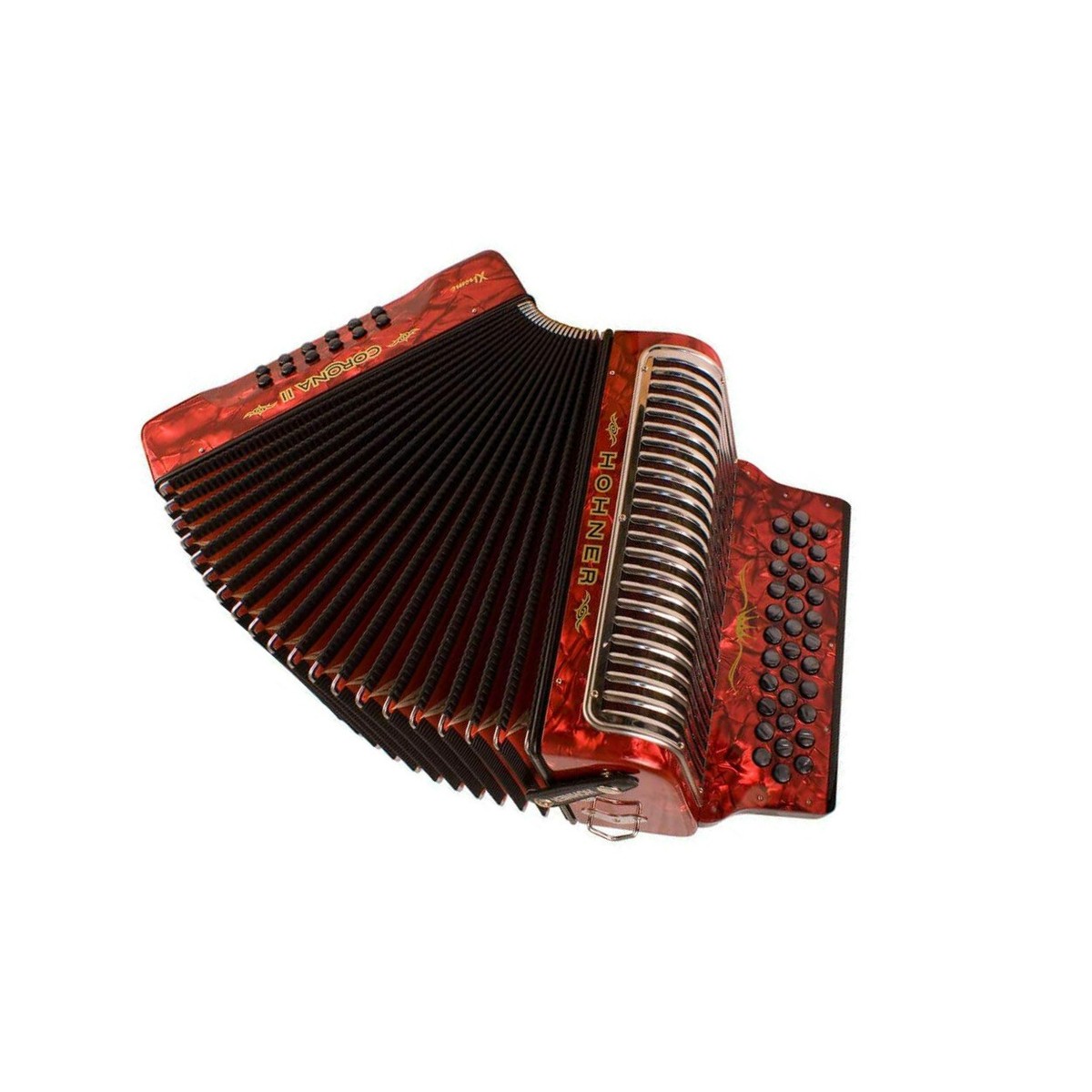Hohner Corona Xtreme II 34 Button Bisonoric Accordion (Pearl Red