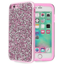 Dual Layer Bling Glitter Rubber Case Cover for iPhone 7 Plus, 8 Plus PINK