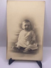 Vintage Portrait Precious Happy Baby Boy Black White Picture 5x8”