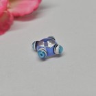 Handmade Artisan Lampwork Glass Bead Purple Blue Clear Hobnail Dot. — photo 6