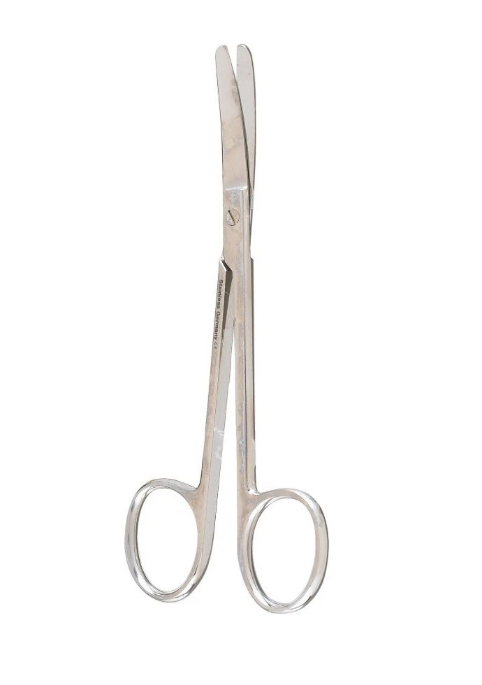 Set of 3 Plastic Surgery Scissors, 4.3/4", Curved, Blunt Tips, 1 Serrated Blade