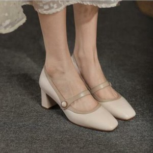 Mujer Tira al Tobillo Zapatos Mary Jane Estilo Vintage Cuero Tacón de  bloque de dos colores | eBay