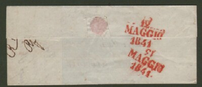 Prephilately TUSCANY. Letter of 1844 from Florence to Livorno. coming two stamps