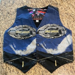 Harley Davidson Bikers Vintage Vest, Size Large Rare 100% Cotton Eagle HTF
