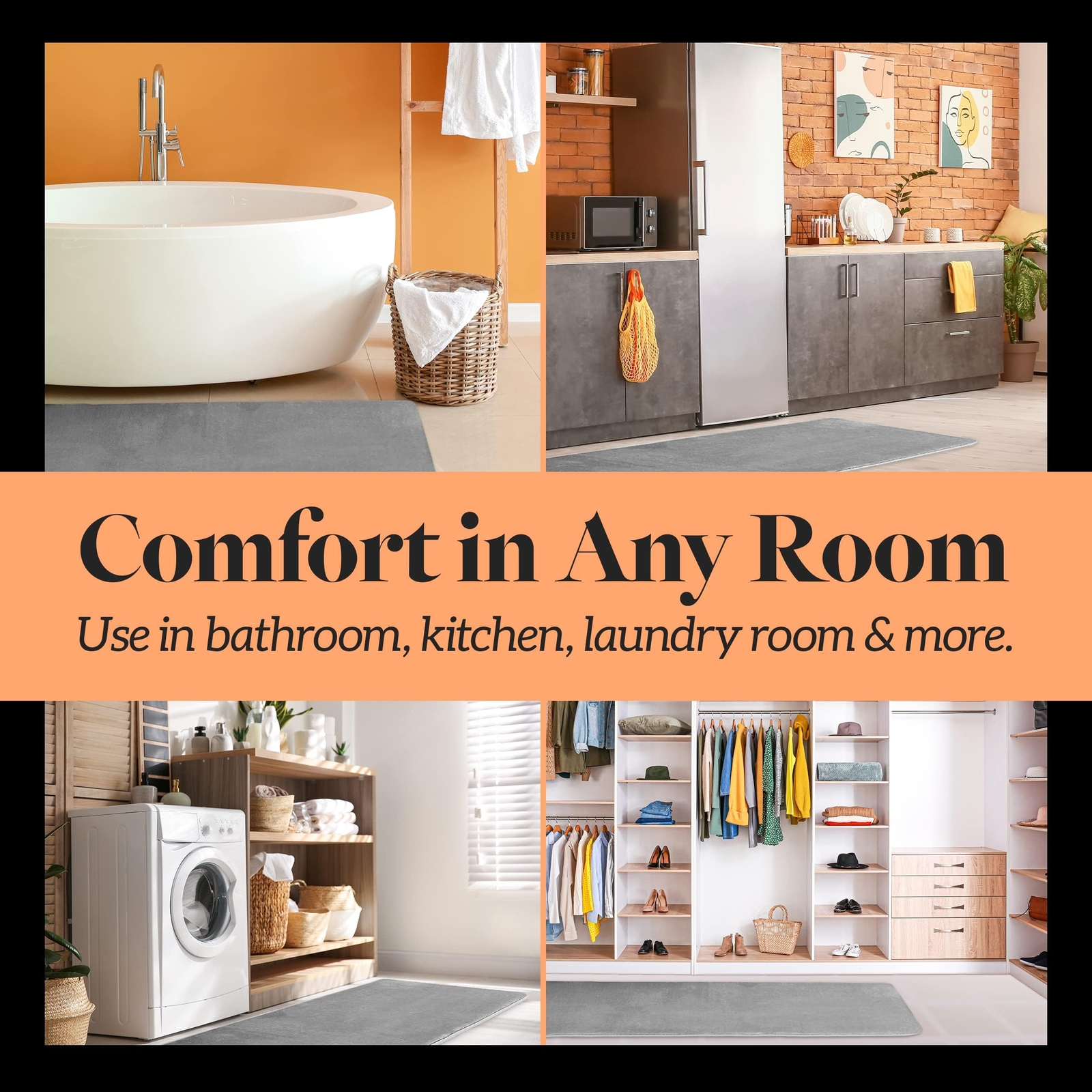 Memory Foam Bath Mat Non Slip Absorbent Super Cozy Velvet Bathroom Rug Carpet (1