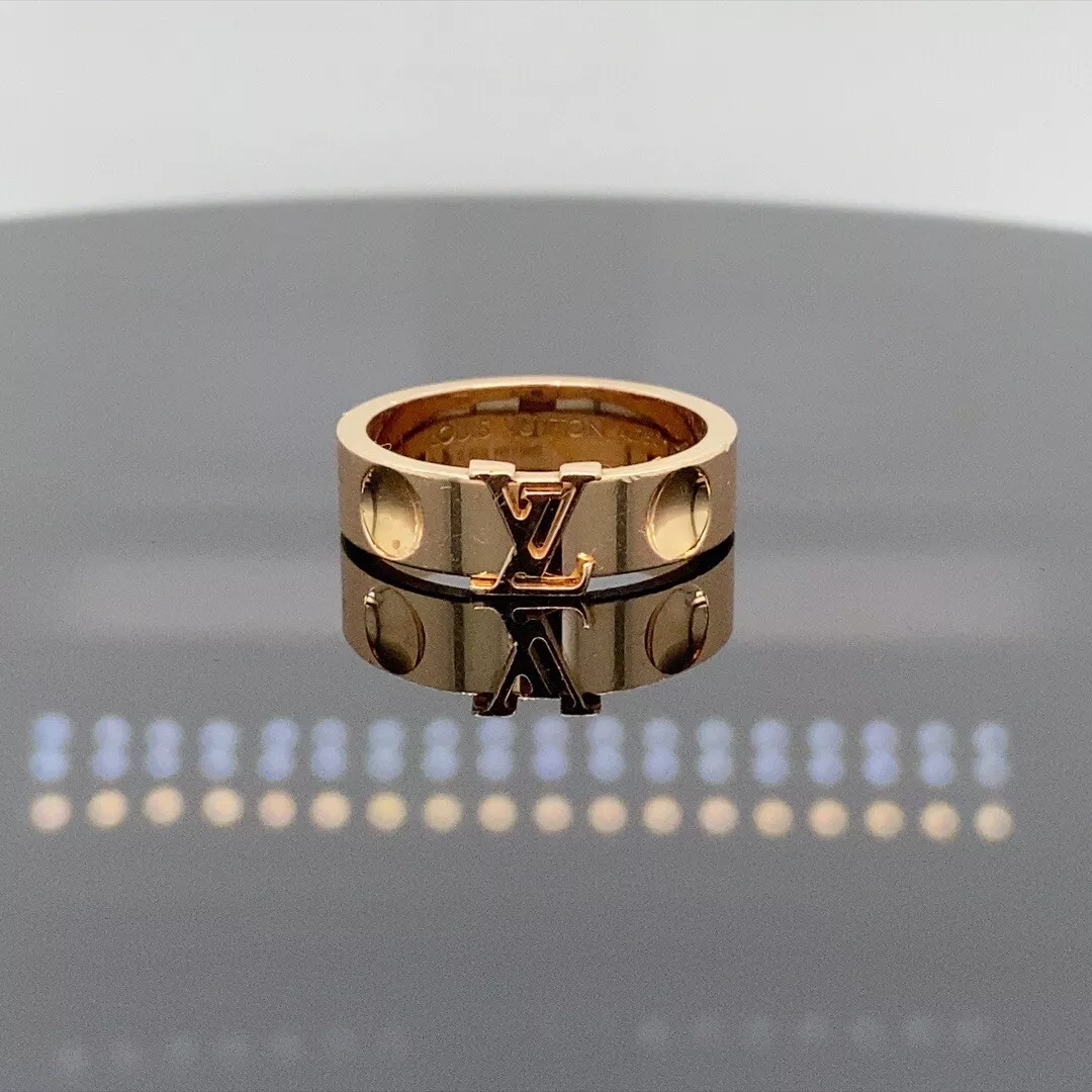 Louis Vuitton 18k Rose Gold Empreinte LV Ring 5mm Wide /Size 6.25 / $2090  Retail