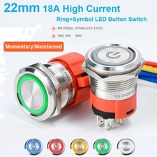 22mm 2 NO 18A High Current Waterproof IP67 High-Power Control Push Button Switch