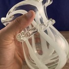 Blown Art Glass White Stripe Fluted Vase w/ Applied Glass Swirls — photo 5