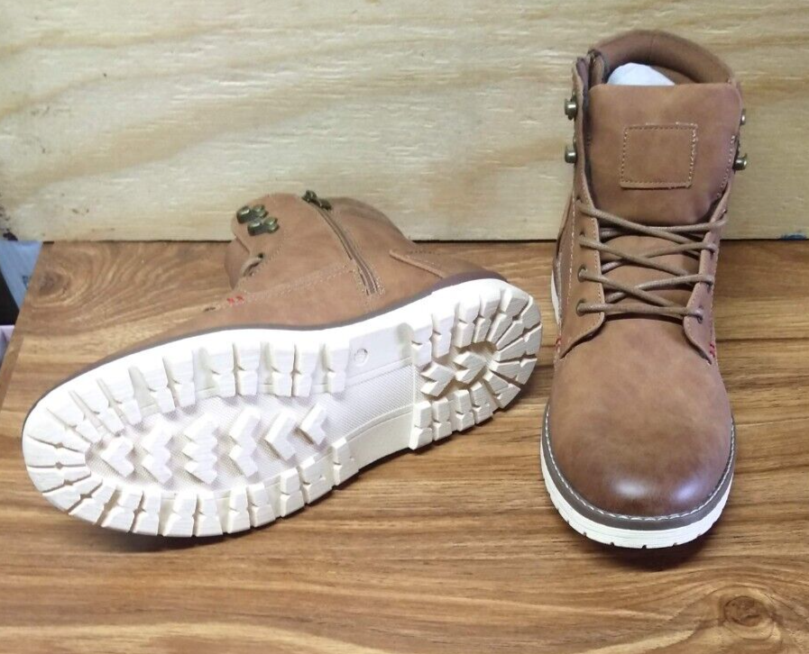Vostey Milan Brown Lace Up Faux Leather Chukka Ankle Boots  display picture 1