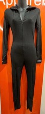   Femme Luxe Black Ribbed Zip Up Long Sleeve Jumpsuit, NEW, Size 8, b99