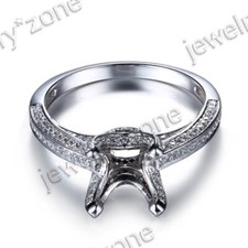 Cubic Zirconia 7x7mm Cushion Cut Semi Mount Wedding Ring 925 Sterling Silver