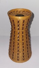 Vase en Bambou Rotin Tressé Vintage Deco Retro Hauteur 16cm 