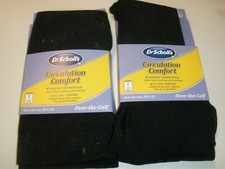 Lot of 2 NEW Dr Scholl's Circulation Comfort Over the Calf Black Socks Men's