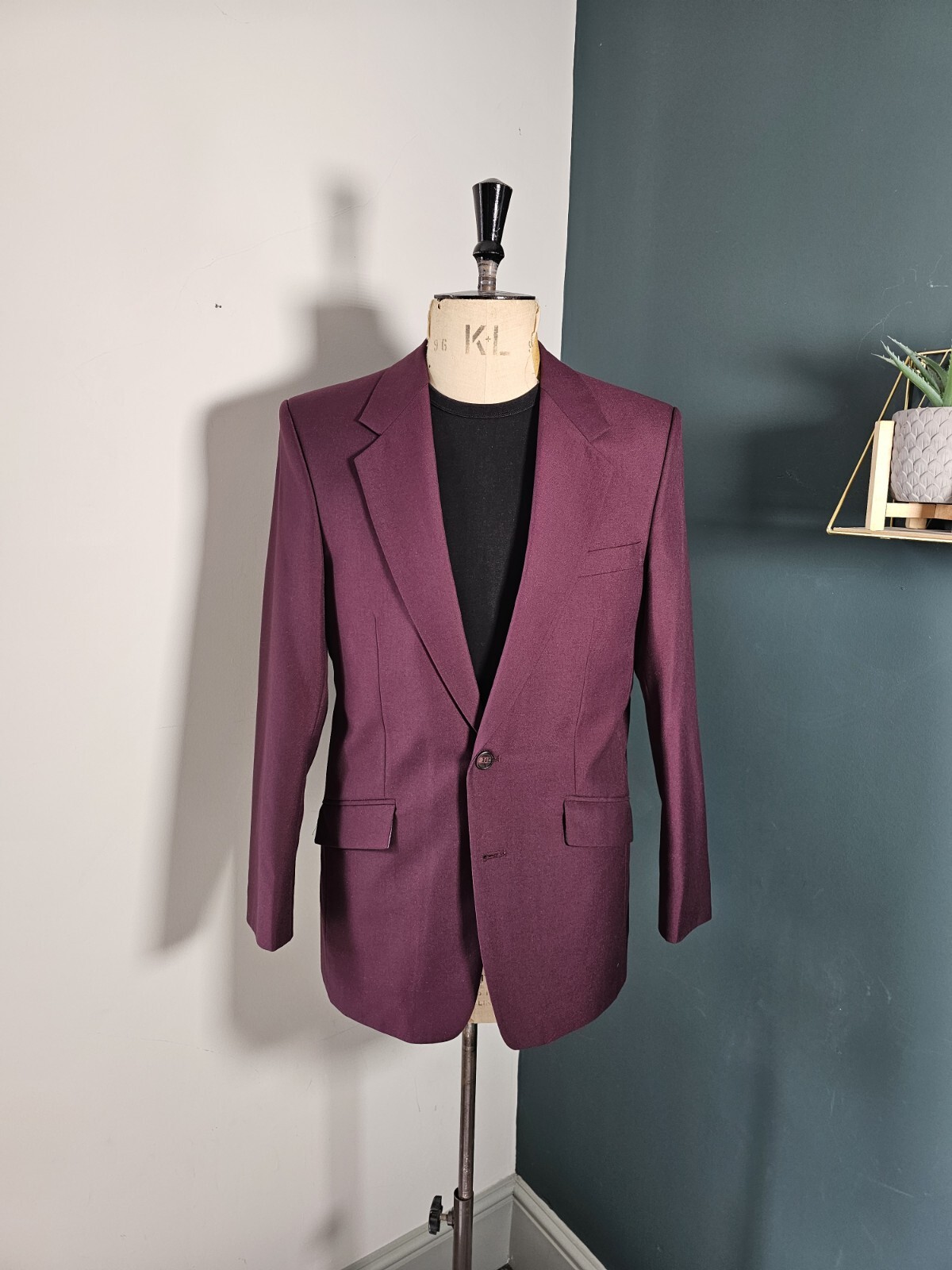 Blazer Holland & Sherry x Carl Stuart uomo 38 39" viola fila Savile pura lana