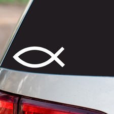 Fish Sticker Christian Ichthys Religious all chrome  regular vinyl colors