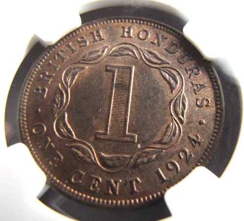 British Honduras KM19 One Cent 1924 NGC UNC. details (surface hairlines)