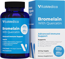 Bromelain  Quercetin Supplement - 500Mg Bromelain 250Mg Quercetin - 2400 GDU...