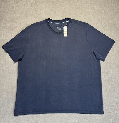 Tommy Bahama Shirt Men s 3XL V-neck Coastal Crest Ocean Deep Blue Short Sleeve