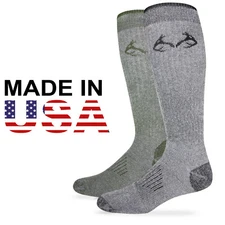2 Pairs Realtree Mens Wool Tall Long Boot Socks Outdoor Warm Heavy Elimishield