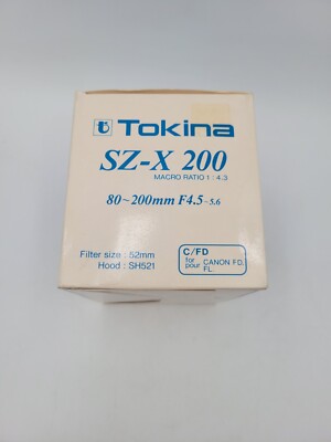 Tokina SZ-X 80-200mm F4.5 - 5.6 Camera SLR Lens 52mm C/FD for
