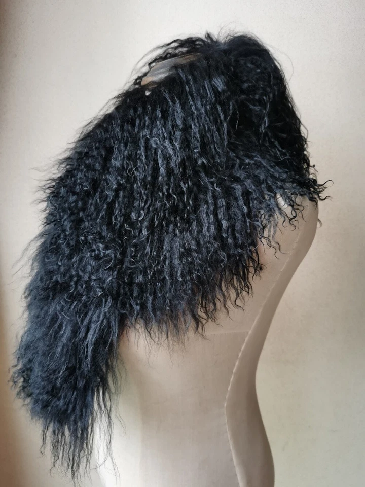 Real Mongolian Lamb Fur Scarf Curl Shawl Wraps Winter Warm Soft Black Grey - Image 2 of 4