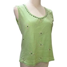 Vintage Green Floral Sequin Tank