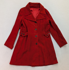 Vintage 70s Women's Suede Leather Jacket Coat Orange New England Sportswear Med