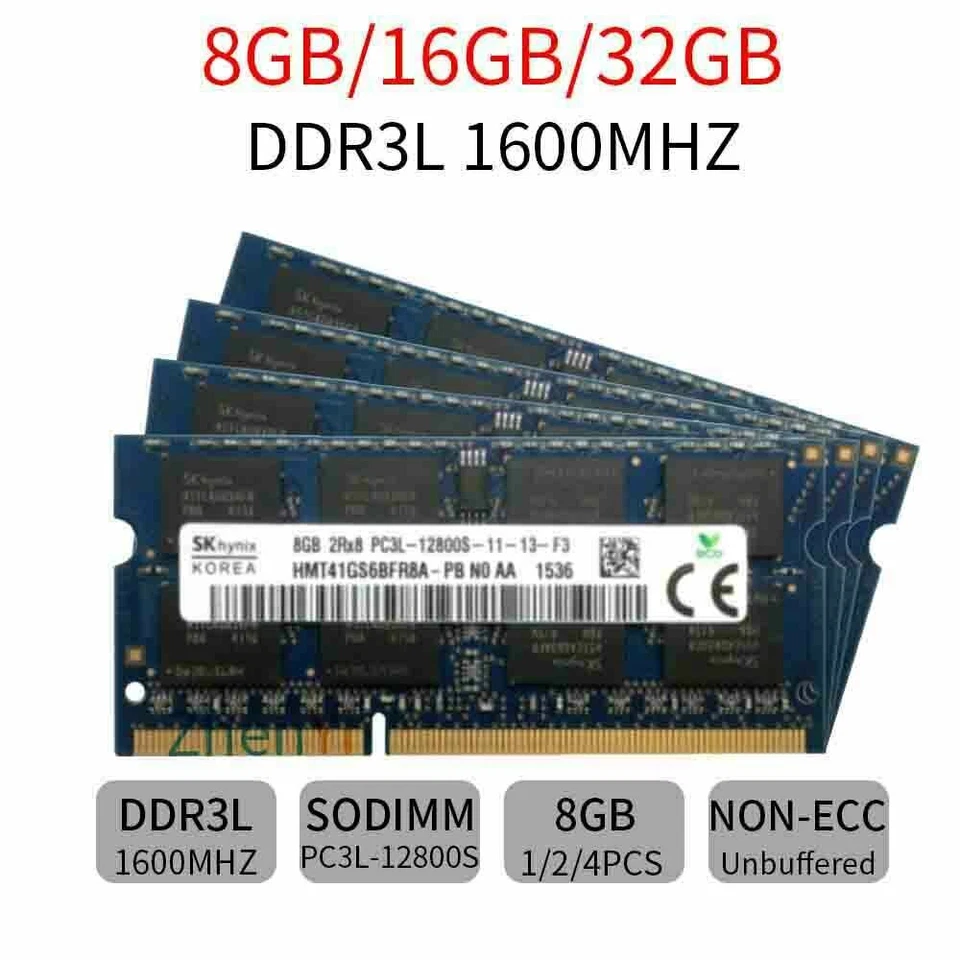 SKHynix 32GB 16GB 8GB 4GB DDR3 DDR3L 1600MHz PC3 PC3L Laptop Memory SDRAM LOT AU - Image 2 of 4