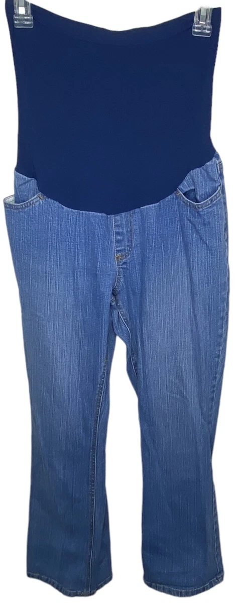 Motherhood Maternity Wide Leg Secret Belly Panel Jeans Petite M Blue Dark Blue