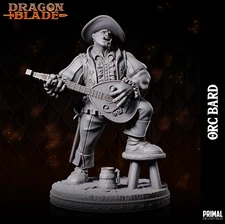 Orc Bard Miniature Fits DND D&D Pathfinder DragonLance Gaming