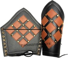Medieval Armor Bracers Ancient Leather Arm Guard Larp Replica Rustic Vintage
