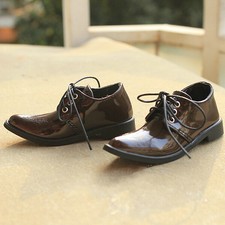 1/3UncleSD17 BJD Shoes Pure Bright Brown PU Leather Business Suit Shoes Boots AS