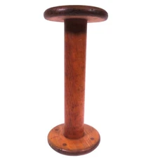 Wood Spool Thread Vintage Large Heavy 11” Tall 5” Wide Industrial Factory Thread
