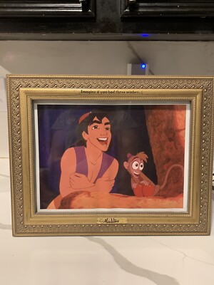 Disney Aladdin Framed Lithograph Imagine if you had three wishes 