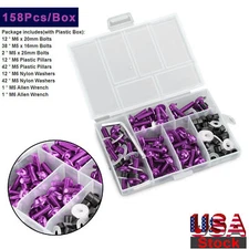 158pcs Motorcycle Sportbike Windscreen Fairing Bolt Kit Fastener Clip Screw⏳